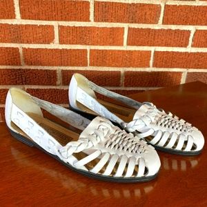 White Leather Huaraches